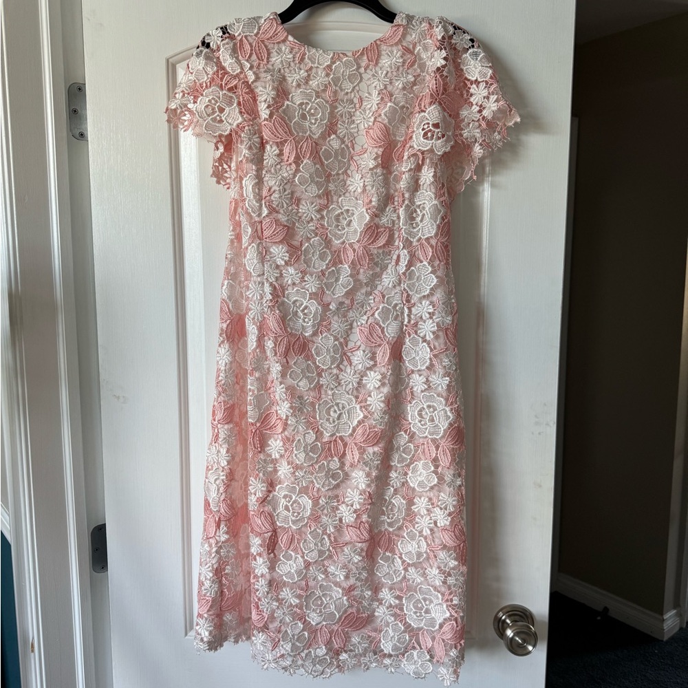 NWT | Calvin Klein | Pink Sheath Dress with Flutter Cap Sleeves - Picture 6 of 9